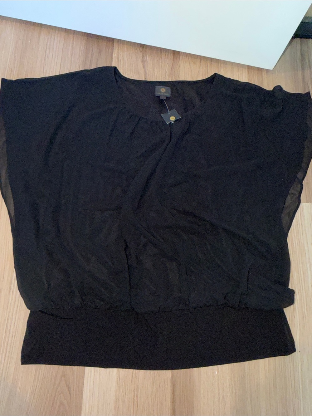 JM Collection Black Short Dolman Sleeve Blouse